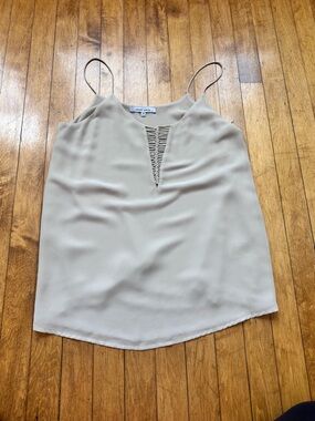 Naked Zebra Beige Spaghetti-Strap Camisole with Ladder V-Front